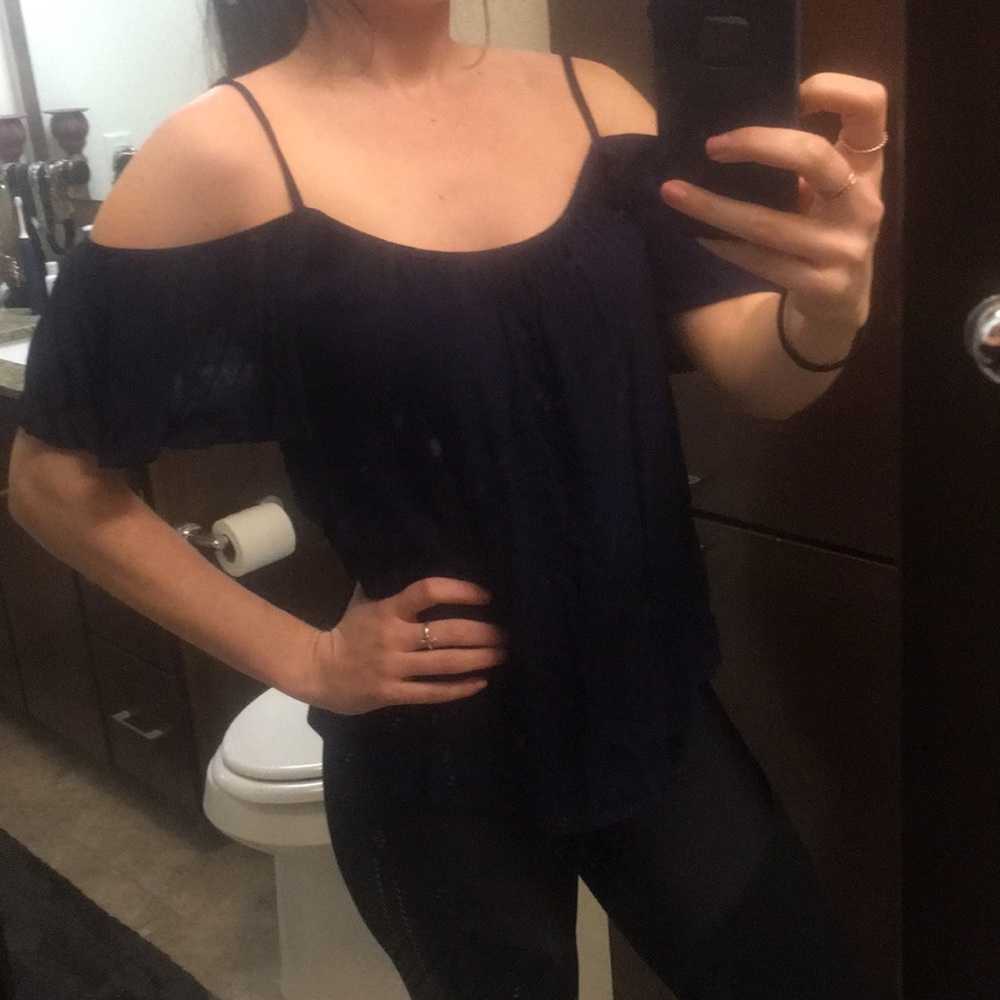 Off the shoulder Navy Blue Top
